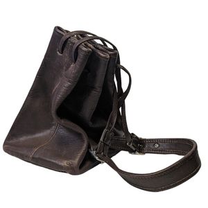 #10 Vintage Lula Smith Legacy Coach bucket brown bag cowhide leather distressed
